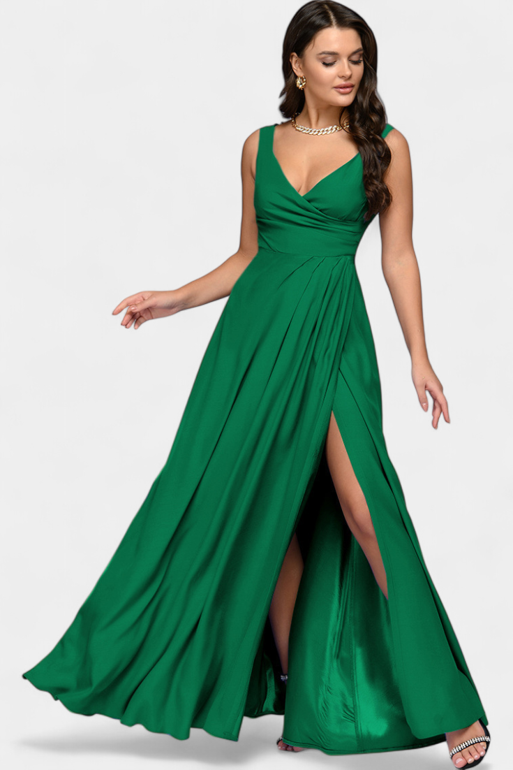 Elarisse | Women’s Elegant V Neck Maxi Dress with Slit