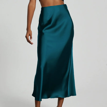Josephine | Women’s Elegant High-Waisted Midi Skirt in Satin