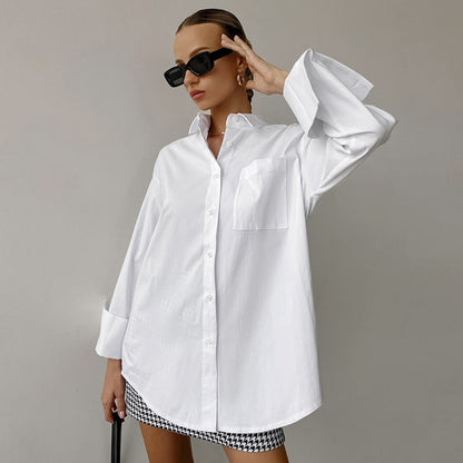 Lanaya | Women’s Oversized Fit Cotton Blend Button-Up Shirt