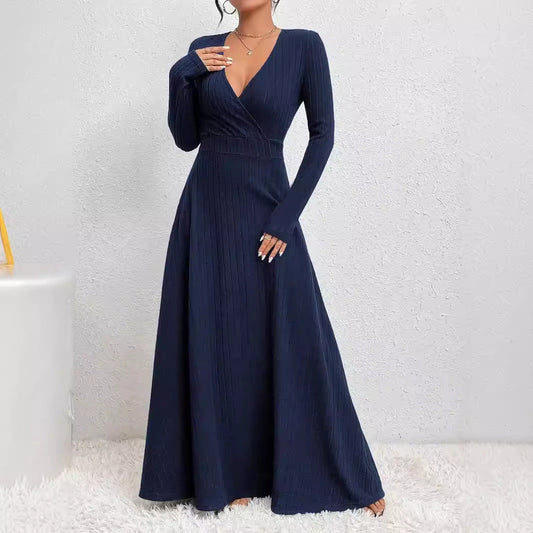 Isabella | Women’s Elegant Knit Fit-and-Flare Maxi Dress