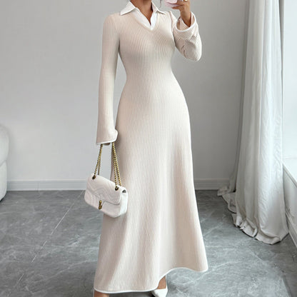 Margaret | Women’s Ribbed Knit Maxi Dress with Flared Sleeves