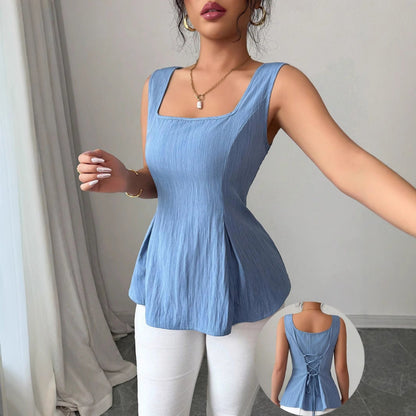 Maren | Women’s Sleeveless Flared Square Neck Top