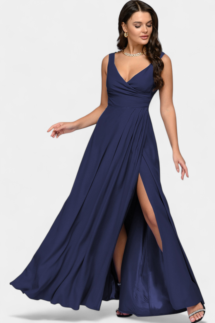 Elarisse | Women’s Elegant V Neck Maxi Dress with Slit