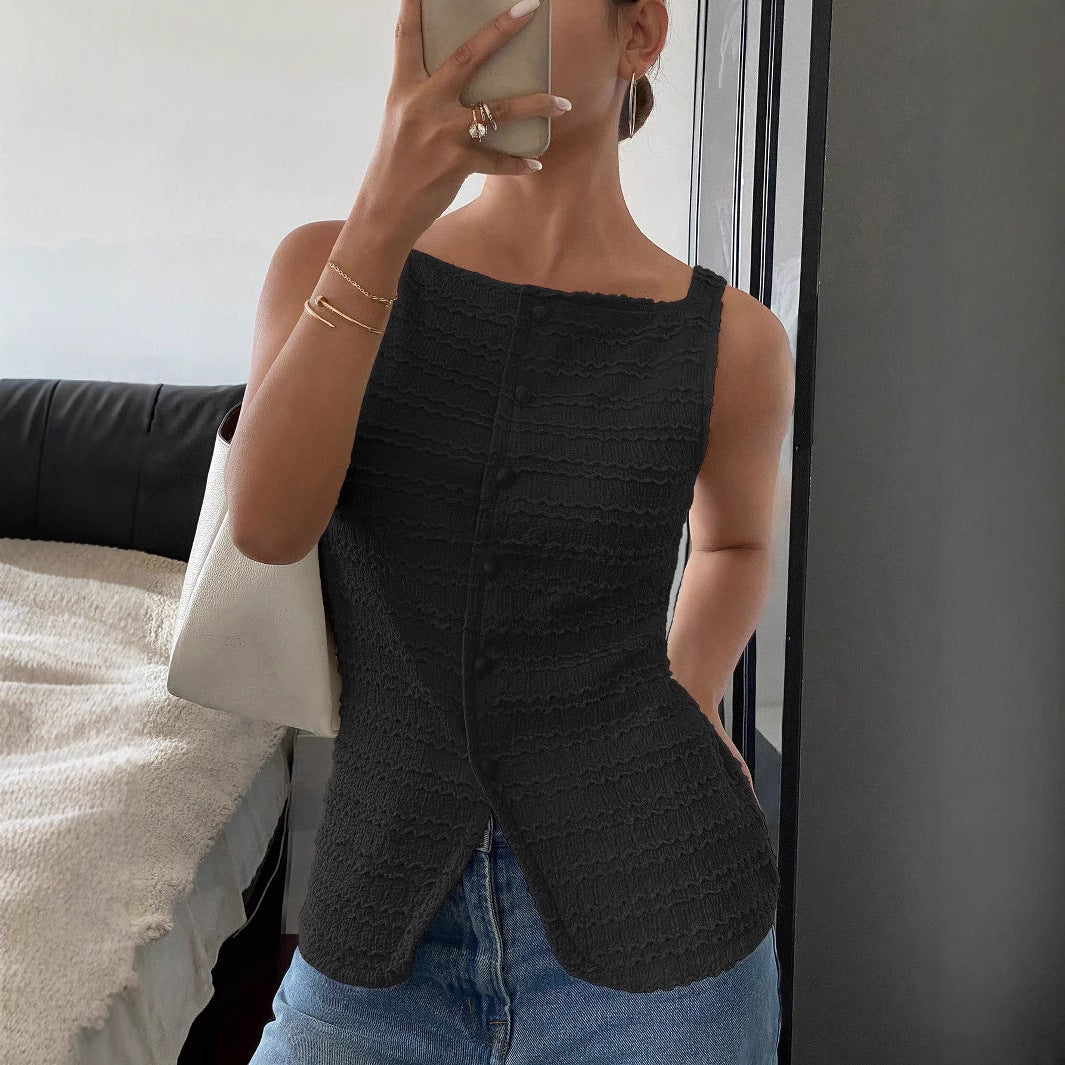 Delaney | Women’s Sleeveless Casual Top with Split Hem