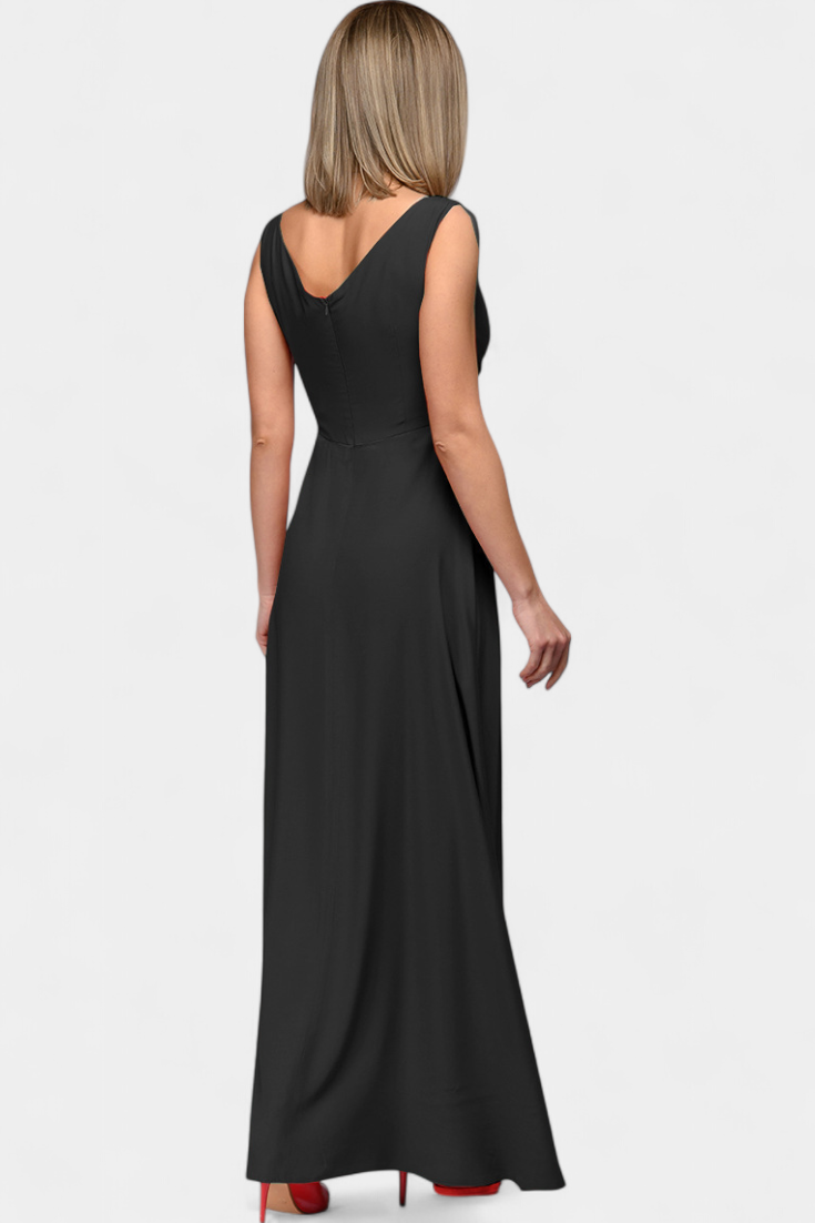 Elarisse | Women’s Elegant V Neck Maxi Dress with Slit