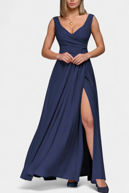 Elarisse | Women’s Elegant V Neck Maxi Dress with Slit
