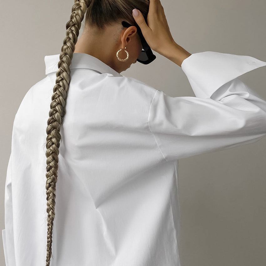 Lanaya | Women’s Oversized Fit Cotton Blend Button-Up Shirt