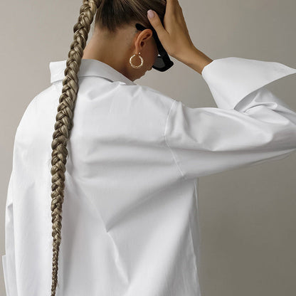 Lanaya | Women’s Oversized Fit Cotton Blend Button-Up Shirt