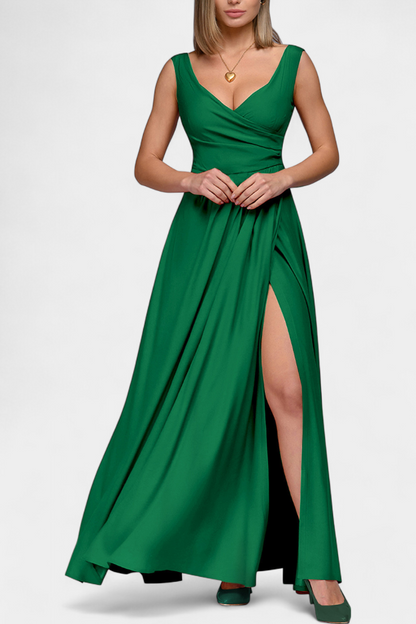 Elarisse | Women’s Elegant V Neck Maxi Dress with Slit