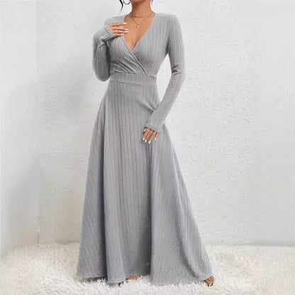 Isabella | Women’s Elegant Knit Fit-and-Flare Maxi Dress