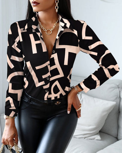 Cassandra | Women’s Classic Collar Shirt with Patterns and Closure