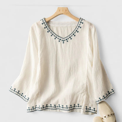 Avalyn | Women’s Embroidered V Neck Blouse