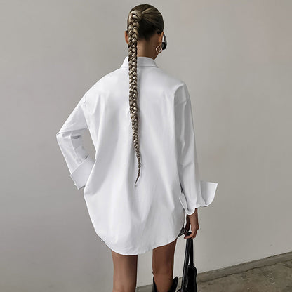 Lanaya | Women’s Oversized Fit Cotton Blend Button-Up Shirt