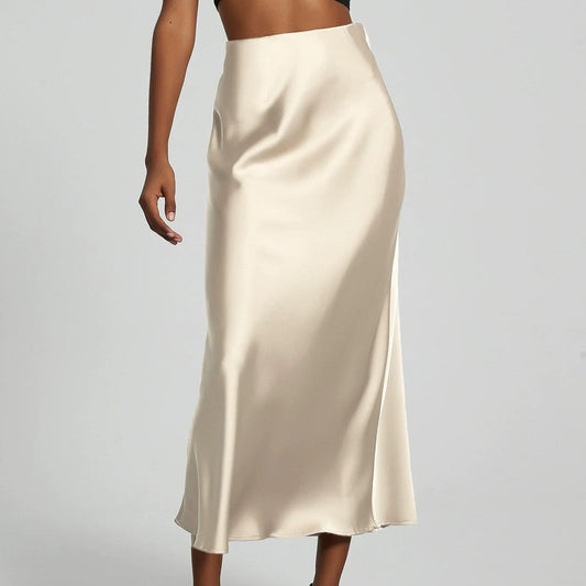 Josephine | Women’s Elegant High-Waisted Midi Skirt in Satin