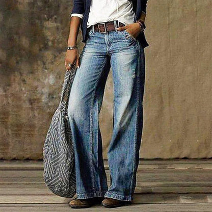 Miranda | Women’s Trendy High-Waist Wide-Leg Denim Pants
