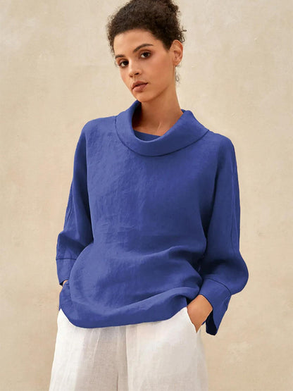 Trisha | Women’s Linen Dropped Collar Long Sleeve Shirt