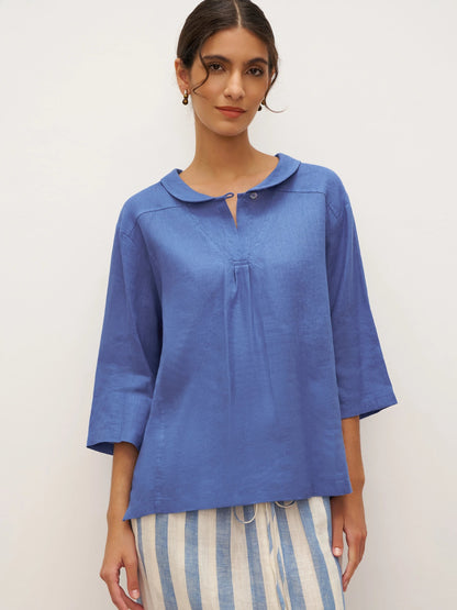 Roxanne | Women’s Linen Shawl V-Neck Half Sleeve Top
