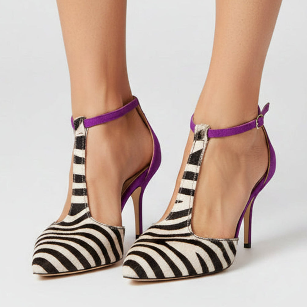 Zephiryn | Women’s Zebra Print Slingback Kitten Heels