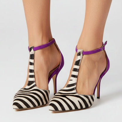 Zephiryn | Women’s Zebra Print Slingback Kitten Heels