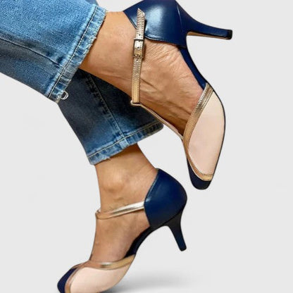 Kenna | Women’s Colorblock T Strap Kitten Heels