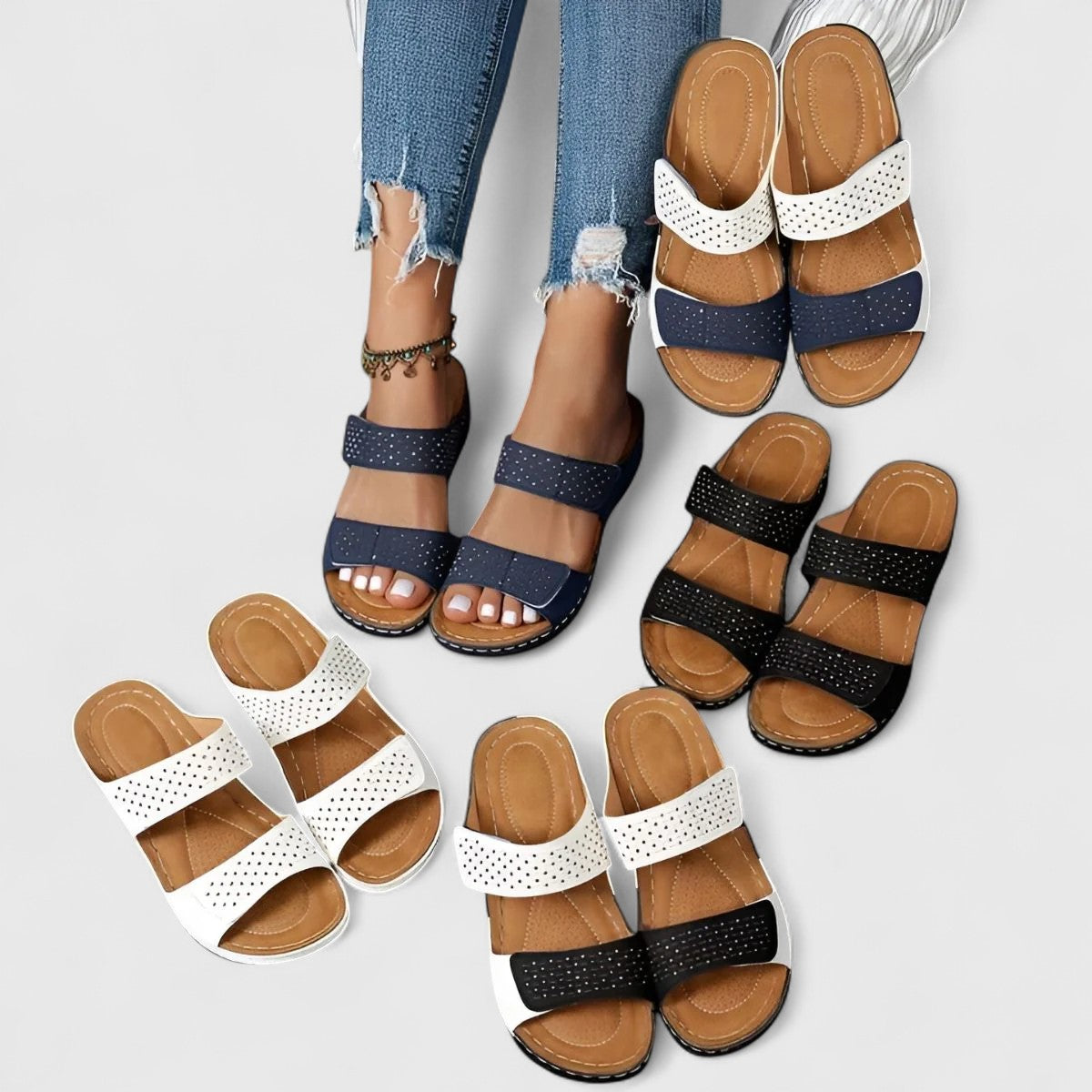 Briar | Women’s Orthopedic Double Strap Comfort Wedge Sandals