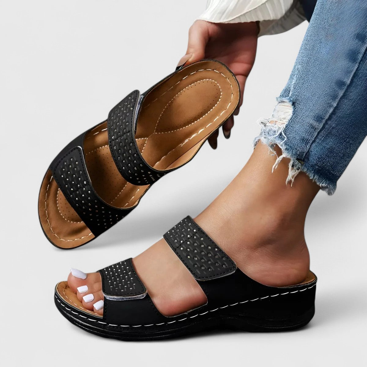 Briar | Women’s Orthopedic Double Strap Comfort Wedge Sandals
