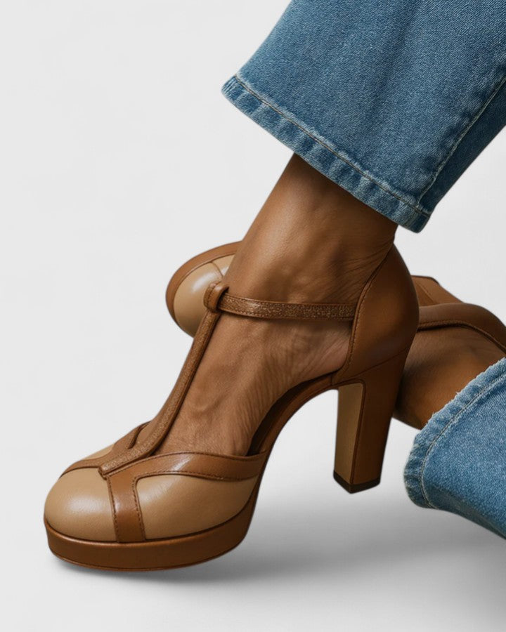 Avelisse | Women’s Sophisticated T Strap Platform Block Heels