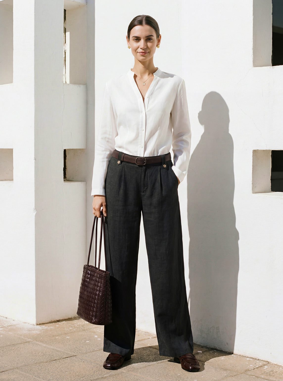 Sawyer | Women’s Linen-Lyocell Pleated Wide Leg Trousers