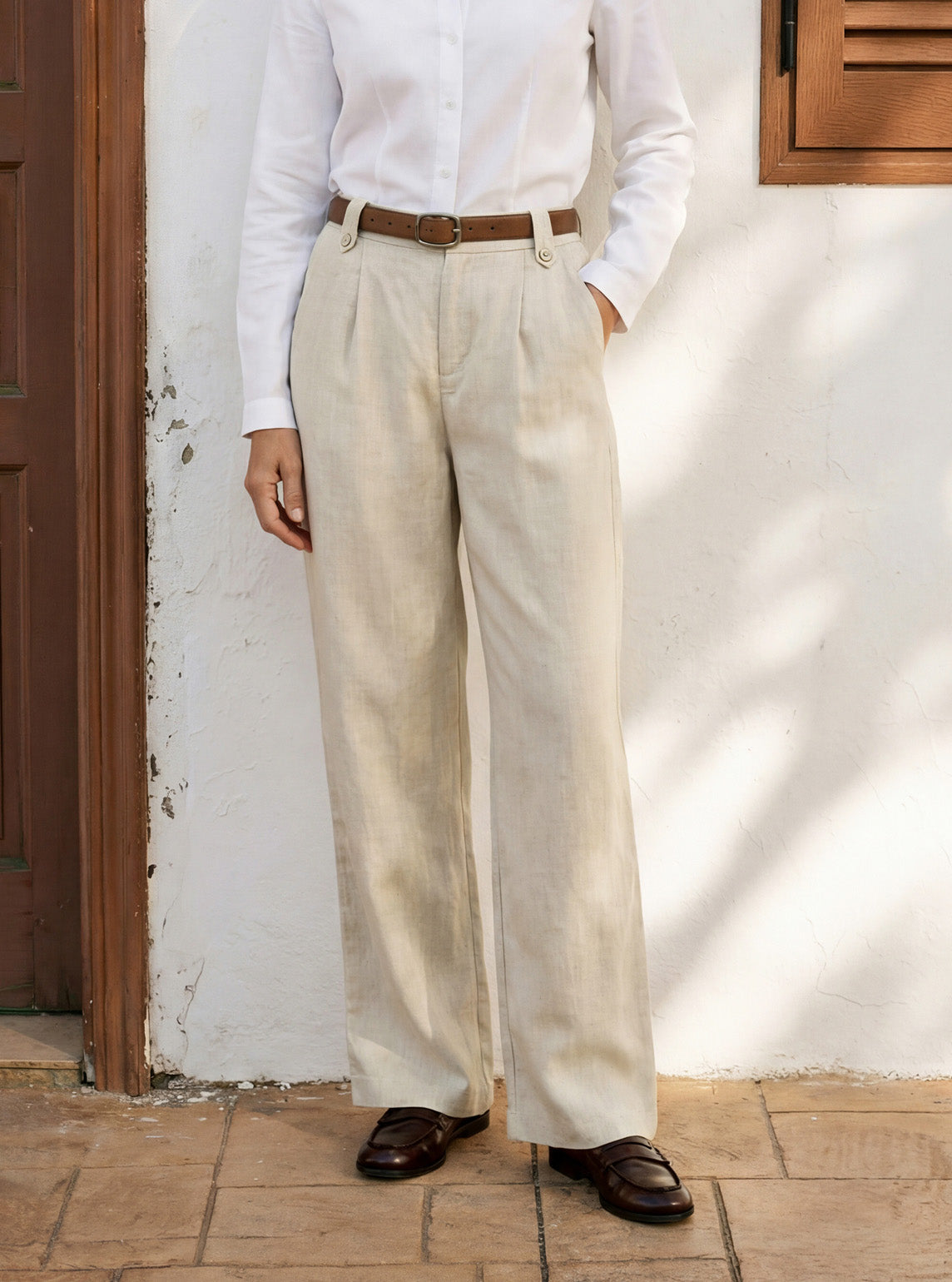 Sawyer | Women’s Linen-Lyocell Pleated Wide Leg Trousers