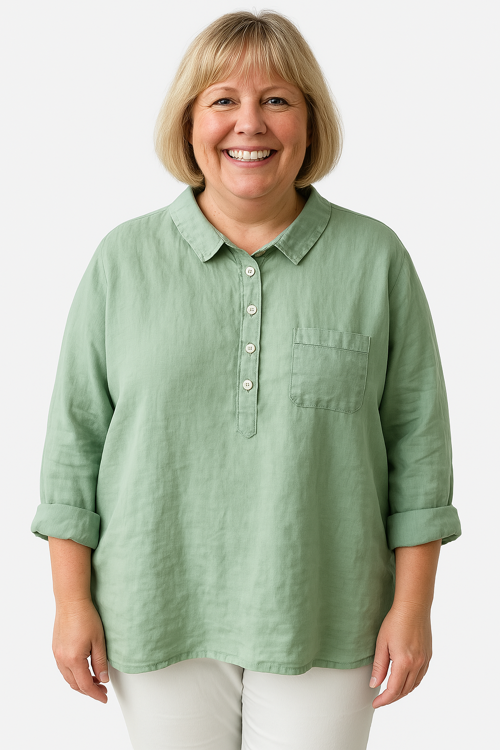Ottilie | Women’s Relaxed Half Button Linen Blouse