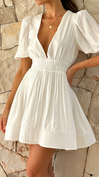 Gemma | Women’s Sophisticated Spring Puff Sleeve Mini Dress