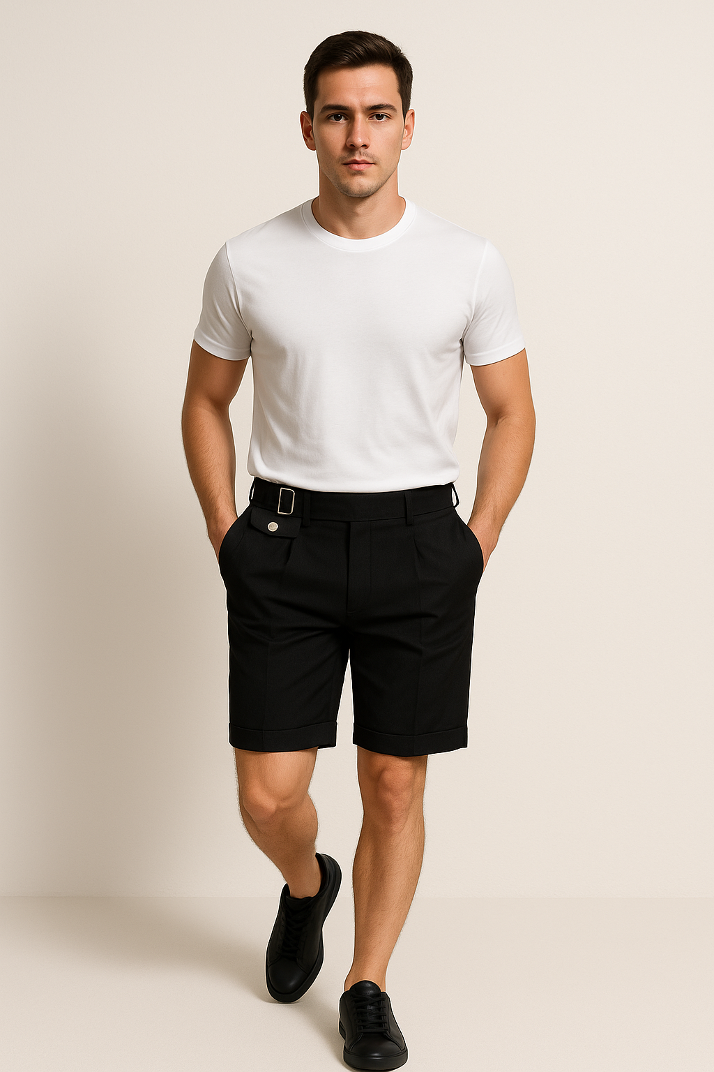 Bennett | Men’s Pleated Tailored Shorts with Side Buckles