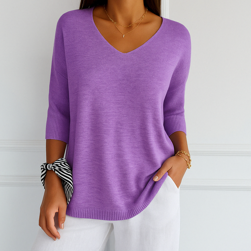 Hadley | Women’s V-Neck Short Sleeve Knit Pullover