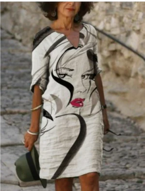 Sienna | Women’s Floral V-Neck Midi Dress with Artistic Print
