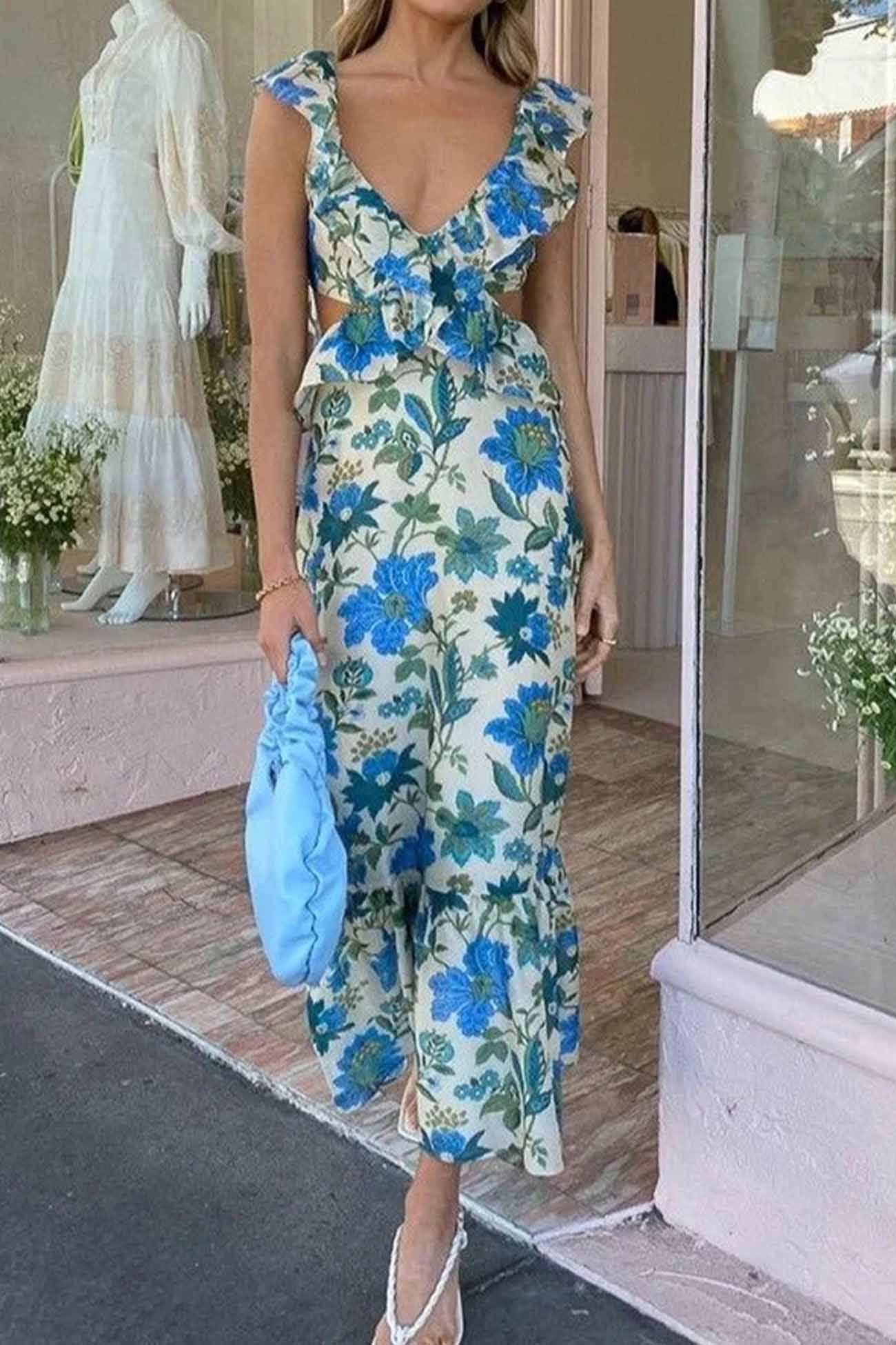 Lorelei | Women’s Floral Elegant Ruffle Maxi Dress