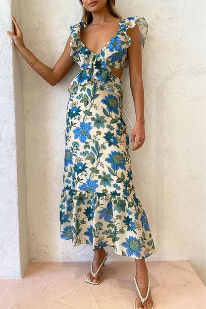 Lorelei | Women’s Floral Elegant Ruffle Maxi Dress