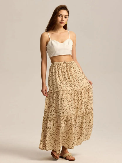 Daphne | Women’s Tiered Meadow Print Maxi Skirt