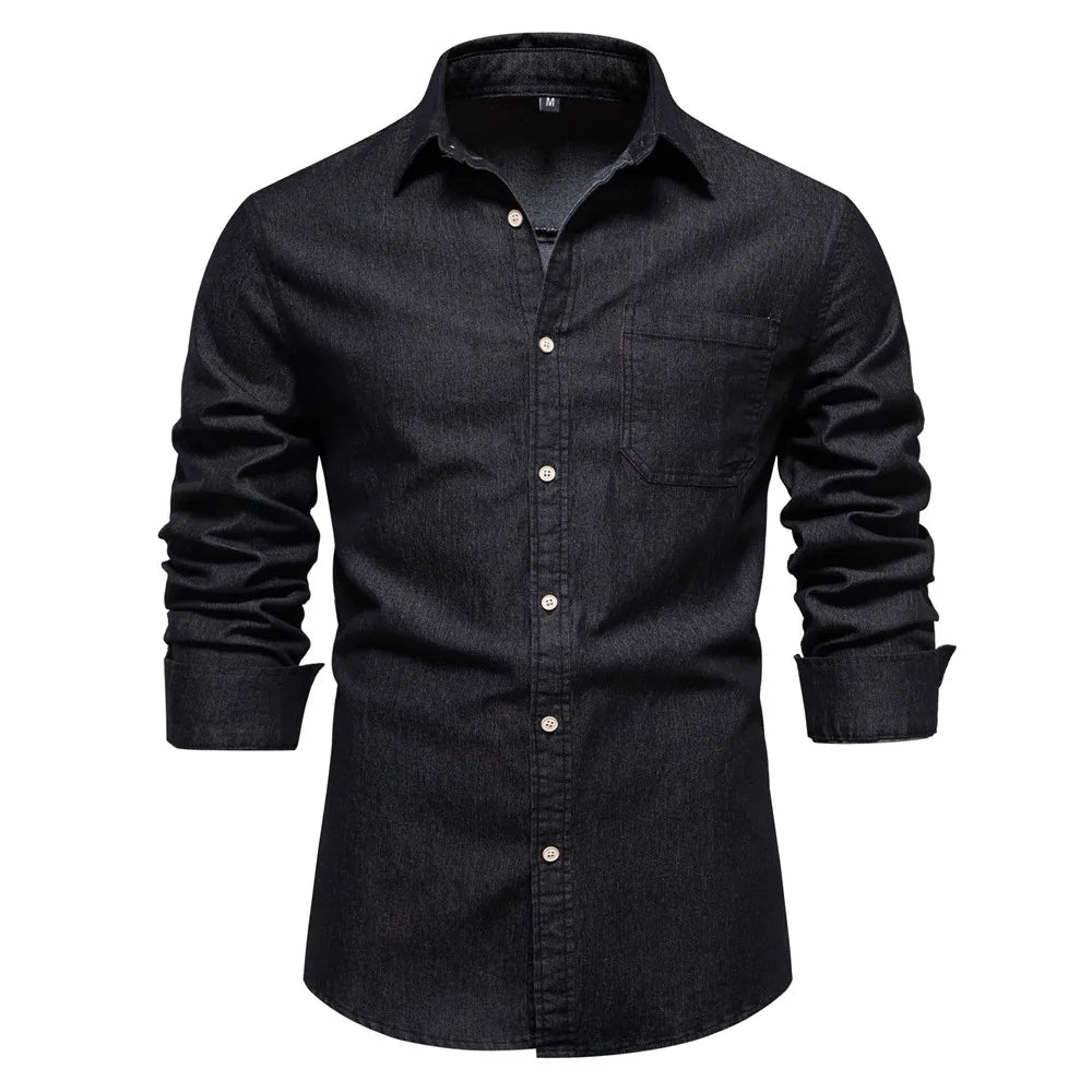 Declan | Men’s Denim Button-Up Shirt with Chest Pockets