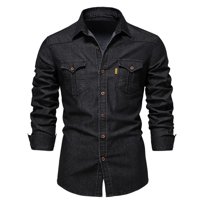 Draven | Men’s Dark Wash Denim Button Up Shirt