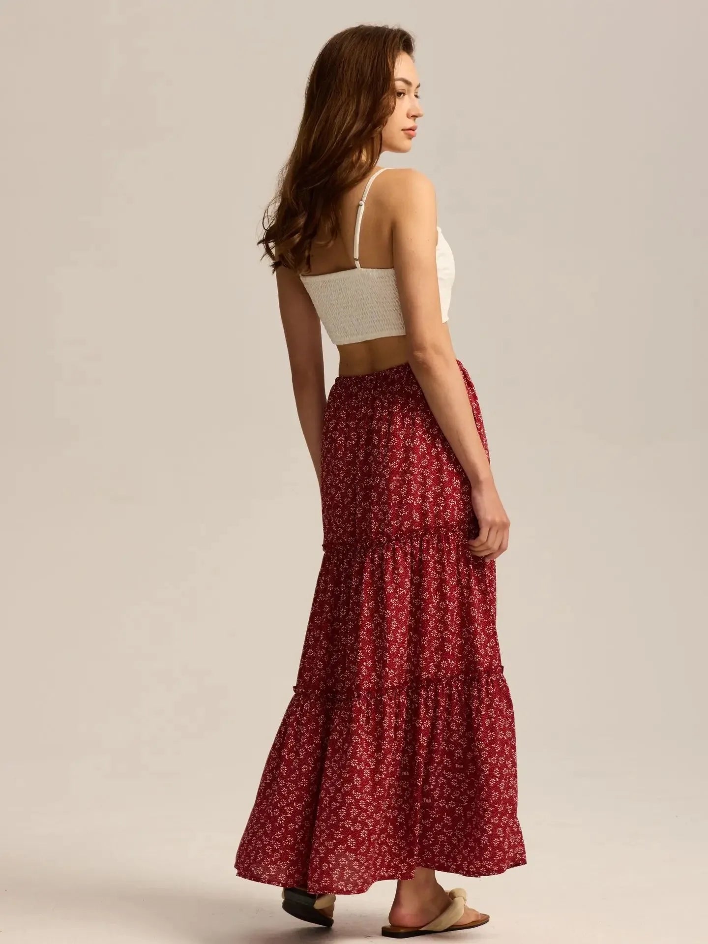 Daphne | Women’s Tiered Meadow Print Maxi Skirt