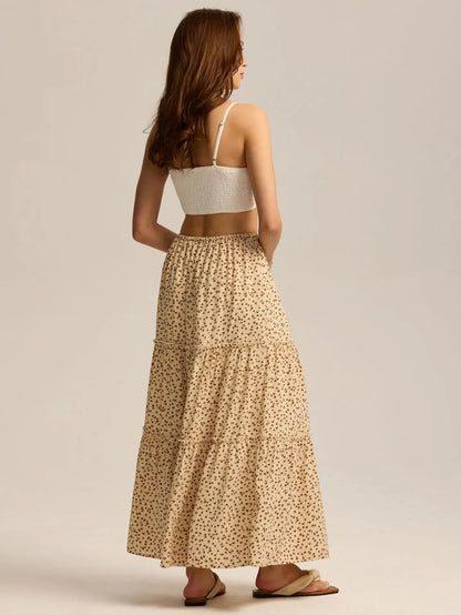 Daphne | Women’s Tiered Meadow Print Maxi Skirt