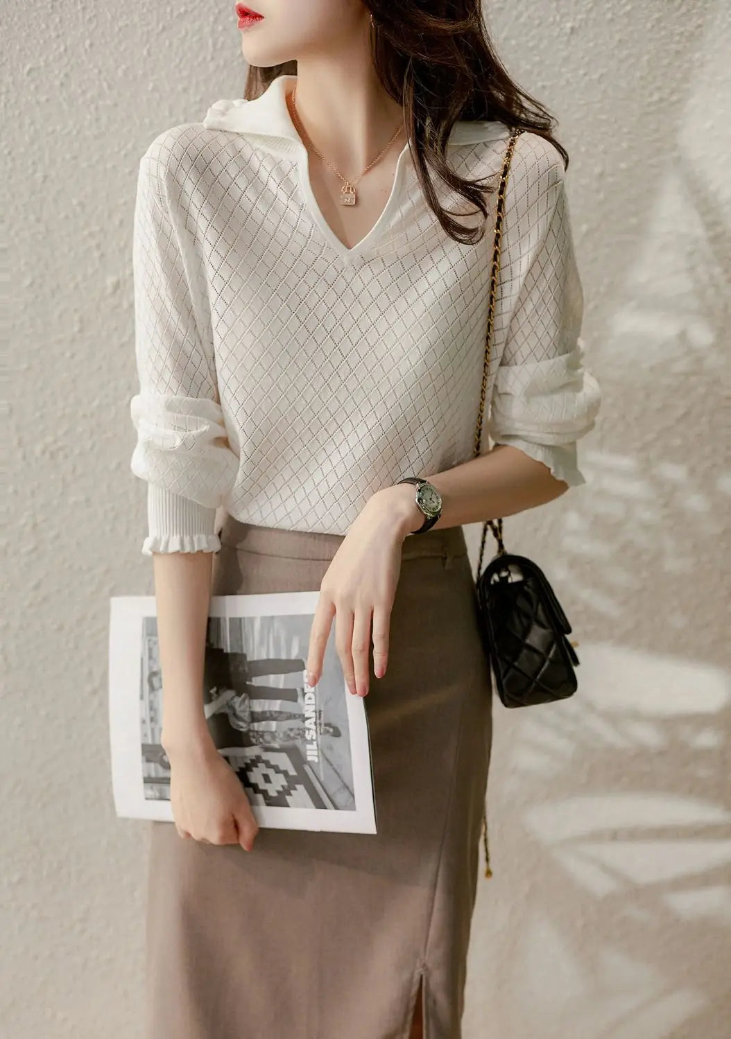 Irene | Women’s Céleste Diamond Knit Top