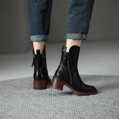 Angelica | Women’s Leather Block-Heel Ankle Boots