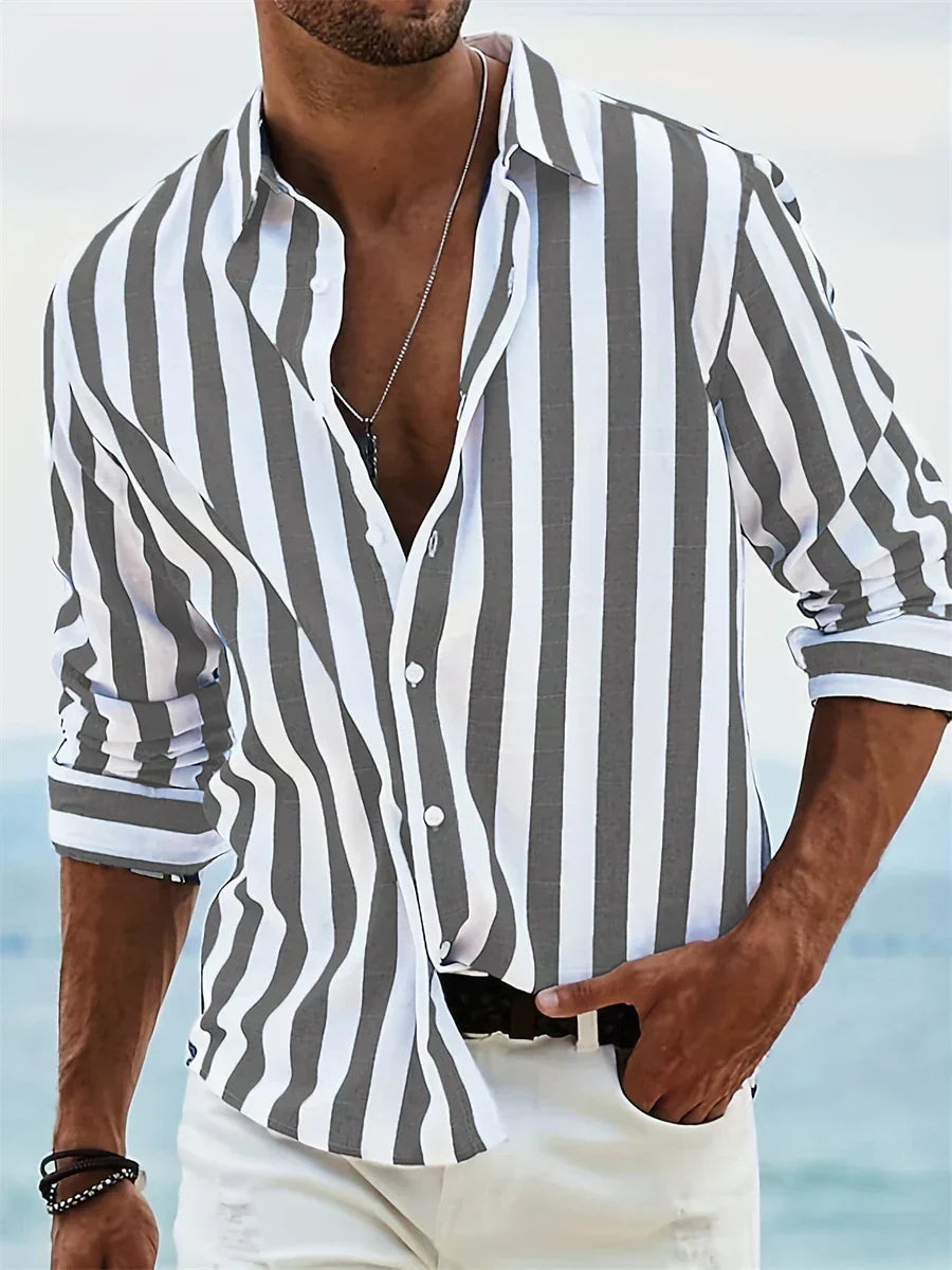 Harrison | Men’s Summer Striped Relaxed Button-Up Shirt