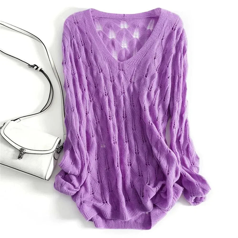 Maris | Women’s Open-Knit V-Neck Sweater