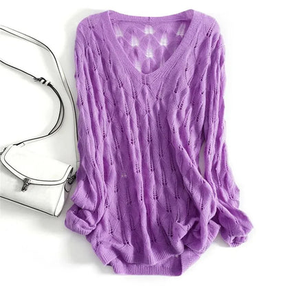 Maris | Women’s Open-Knit V-Neck Sweater