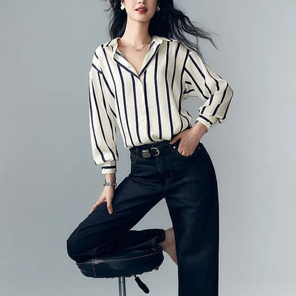 Mirabel | Women’s Classic Stripe Satin Maren Blouse