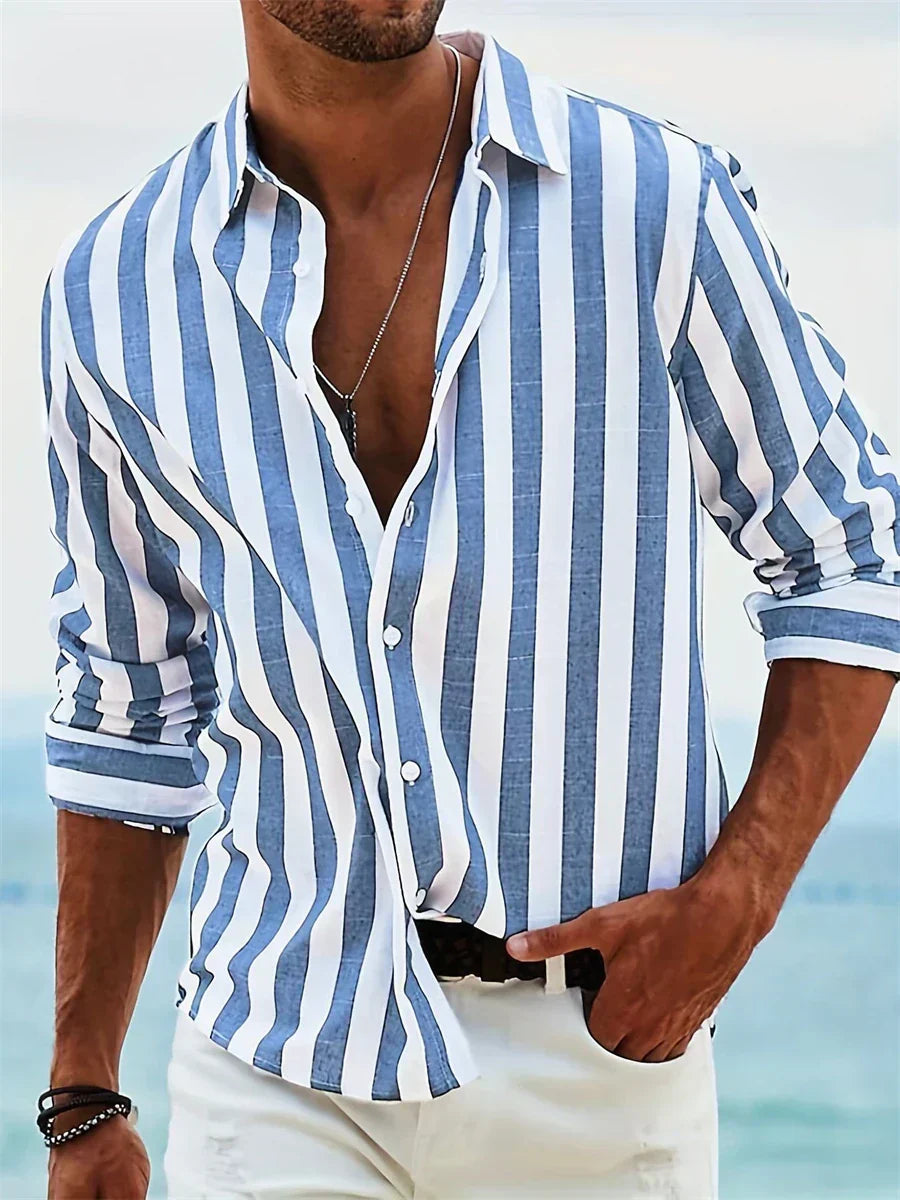 Harrison | Men’s Summer Striped Relaxed Button-Up Shirt