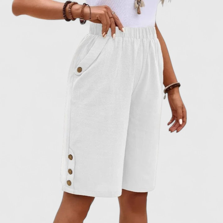 Kenzi | Women’s Comfortable Button Detail Shorts