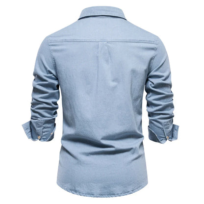 Declan | Men’s Denim Button-Up Shirt with Chest Pockets